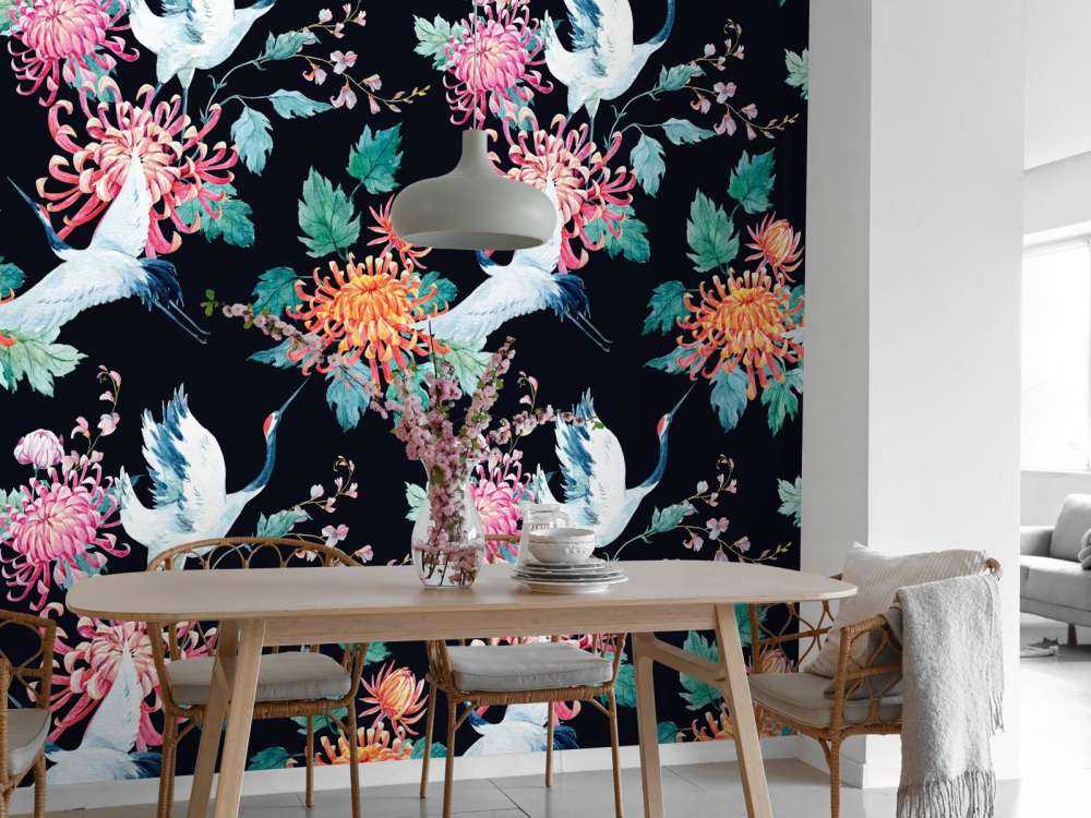 Waterverf kraanvogels