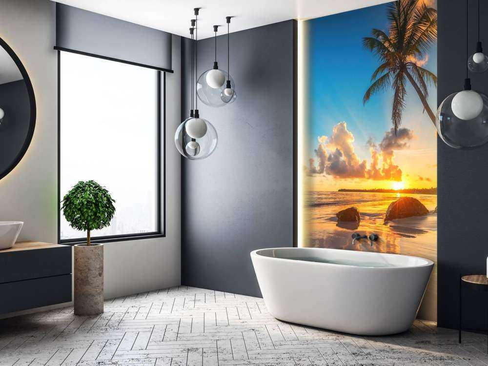 Palmbomen met zonsondergang