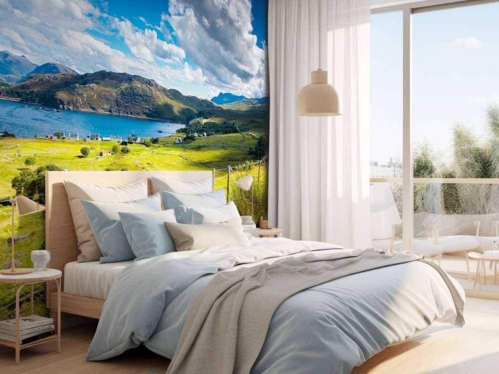 Afgelegen weilanden in een berglandschap