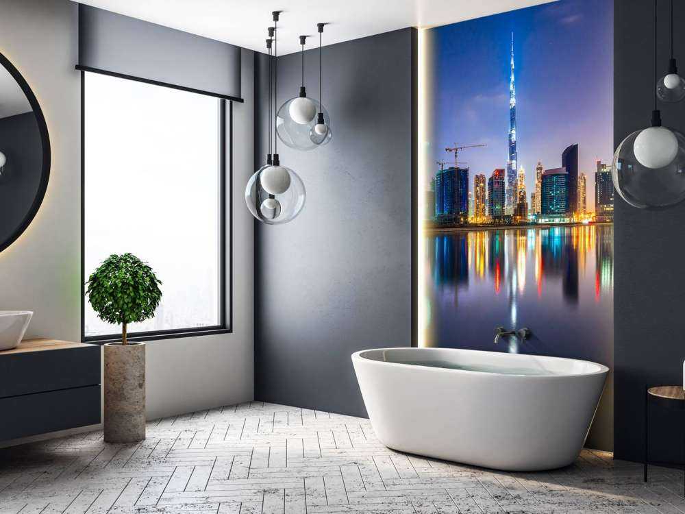 Dubai verlicht in de avond