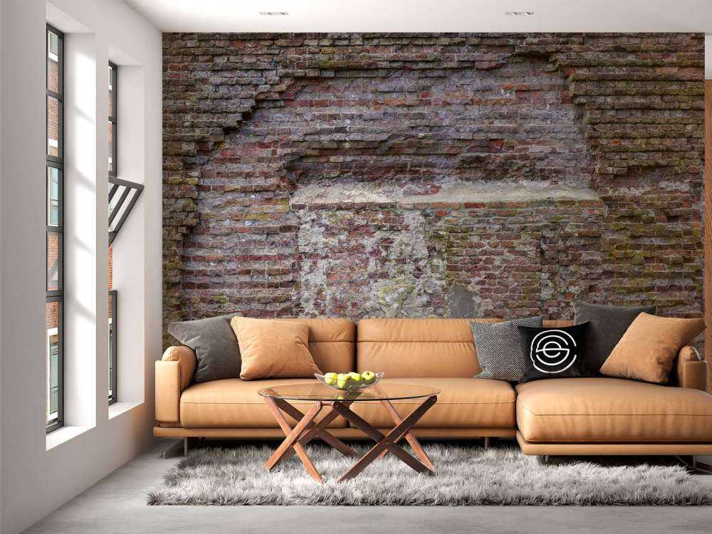 Oude afgebrokkelde muur