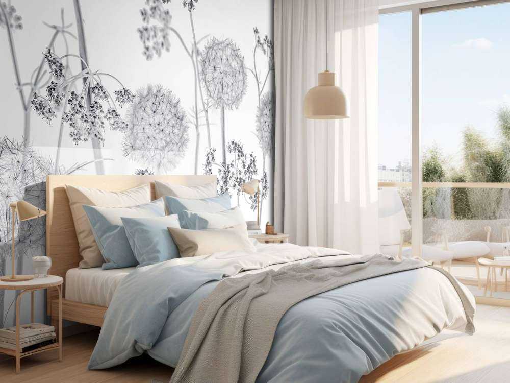 Meadow bloemen in zwart-wit