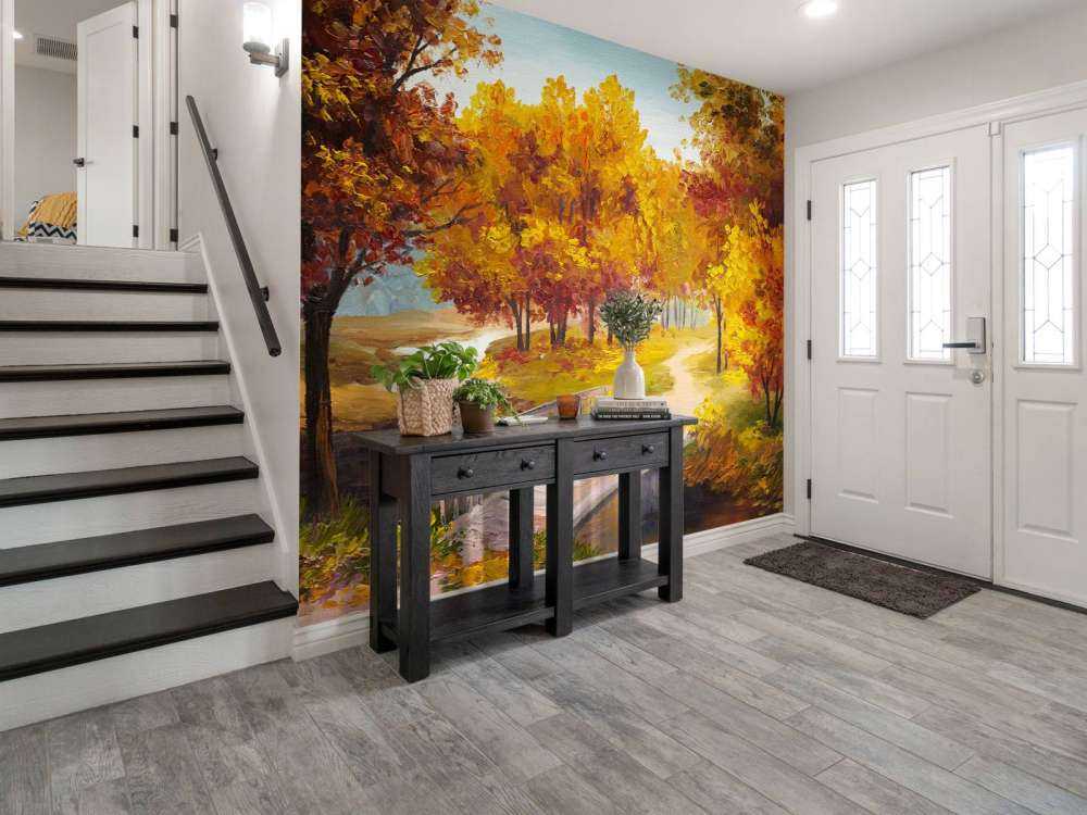 Schilderij van een brug in het bos