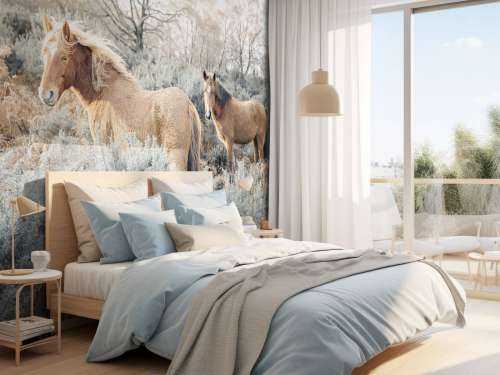 Wilde paarden in een veld