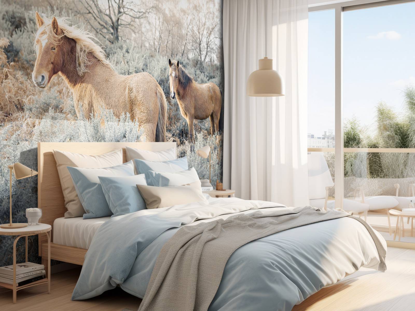 Wilde paarden in een veld