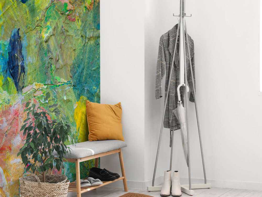 Close-up van een kleurrijk schilderwerk