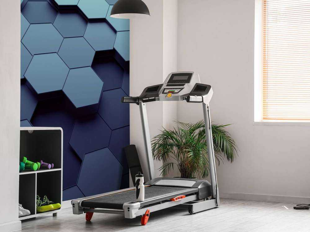 3D weergave van blauwe zeshoeken