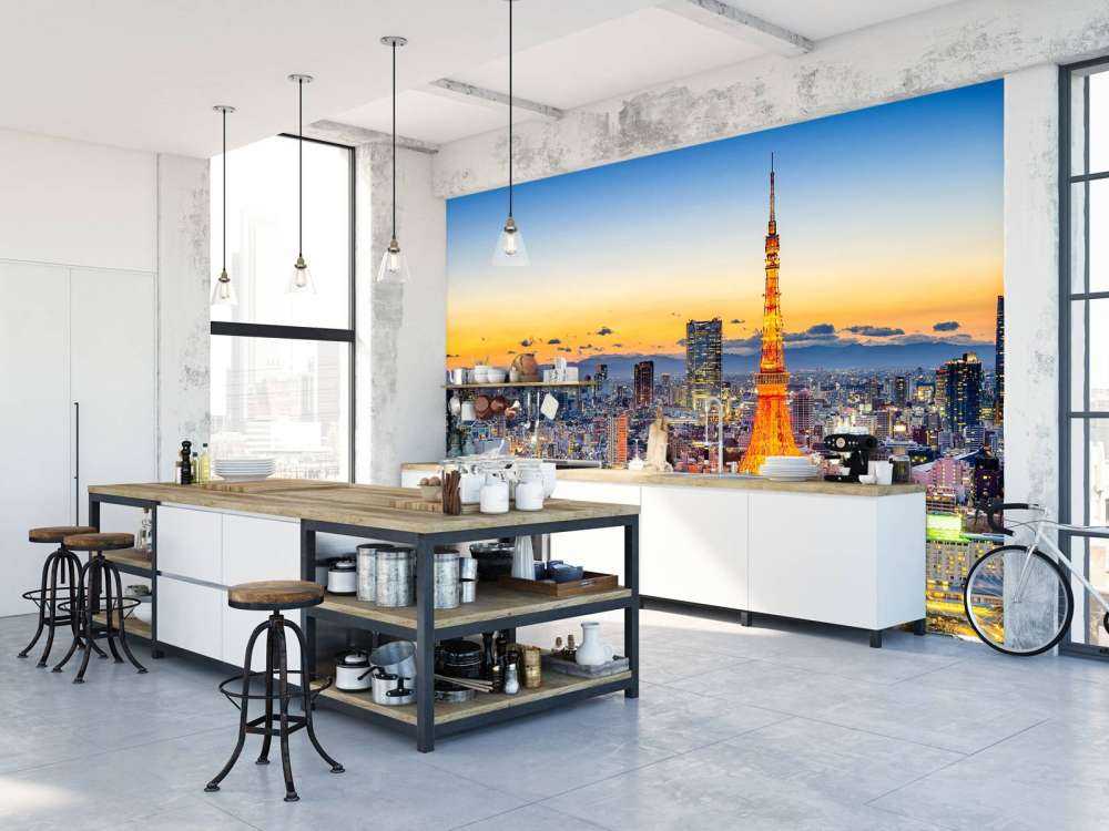 De skyline van Tokyo met de Tokyo Tower