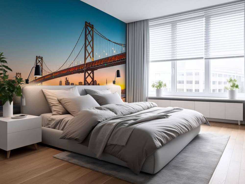 San Francisco-Oakland Bay Bridge in de avond