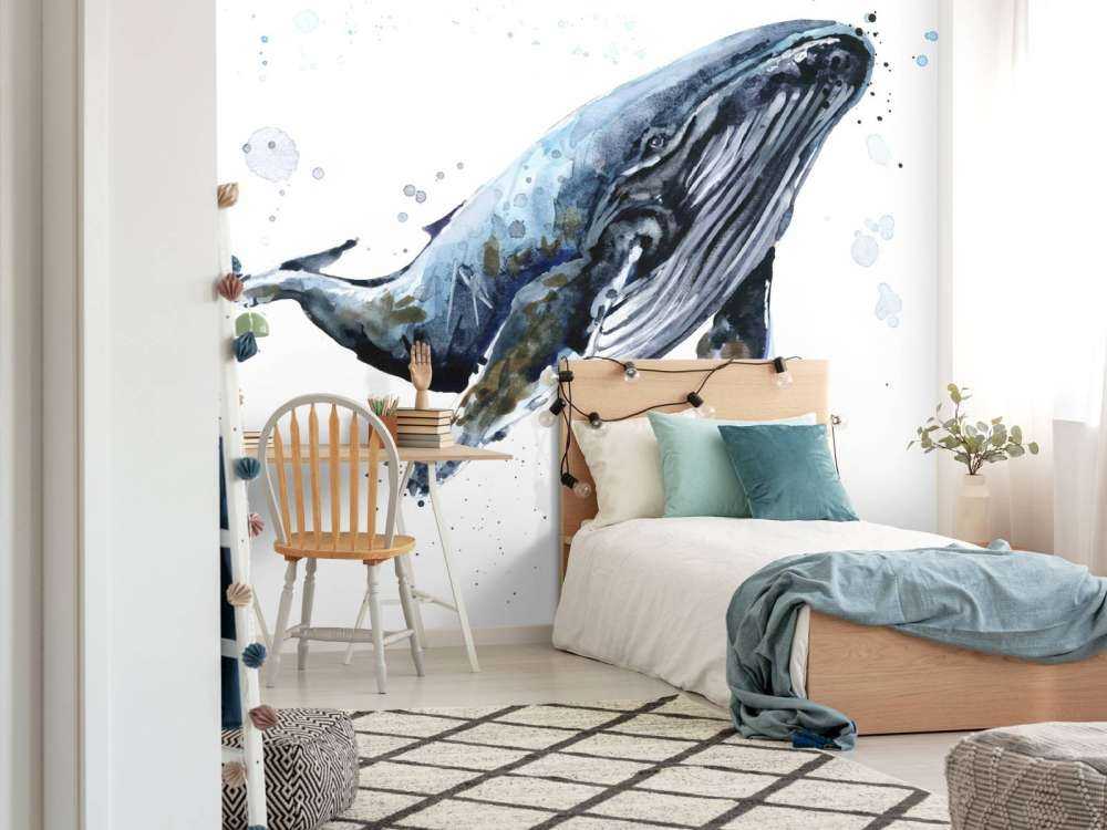 Bultrugwalvis van waterverf