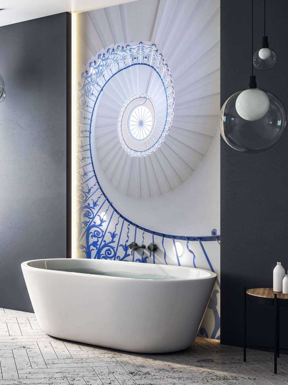 Futuristic spiral structure with central light