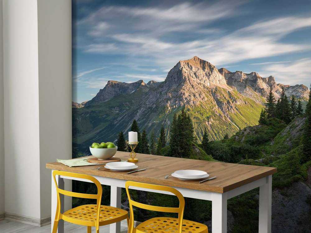 Avondzon op alpentoppen