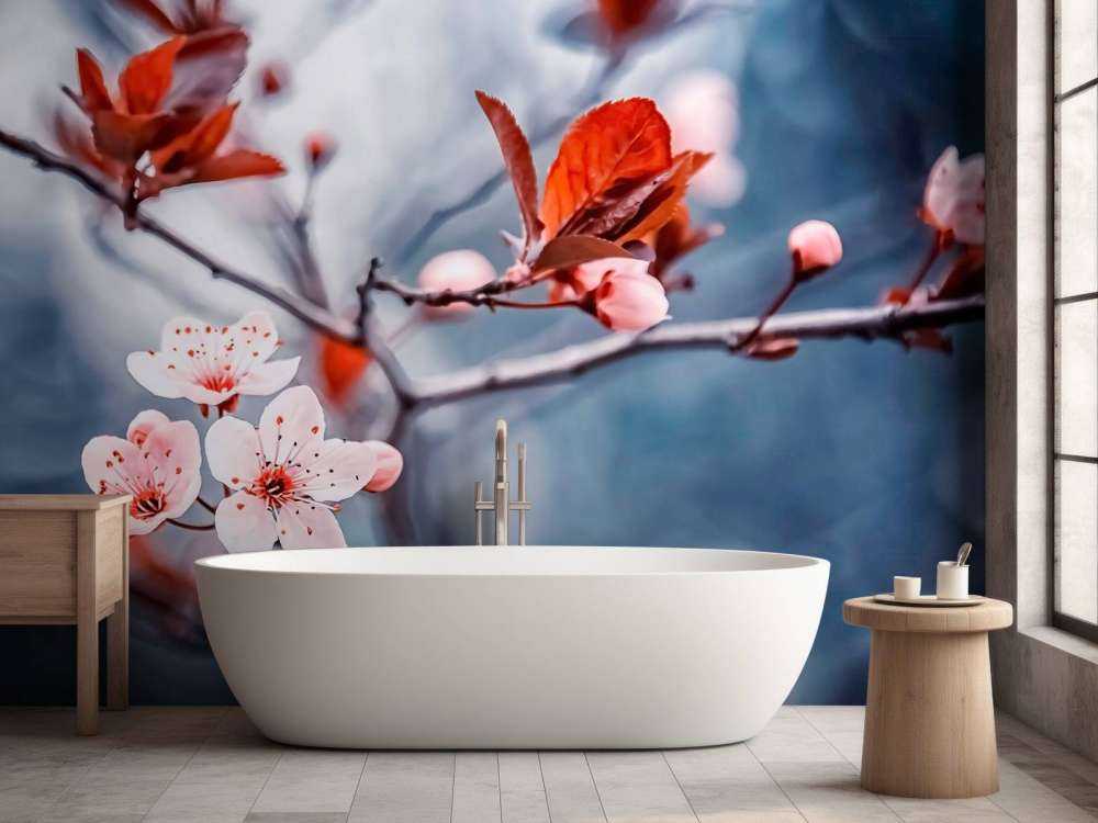 Kersenbloesem met roodbruine blaadjes