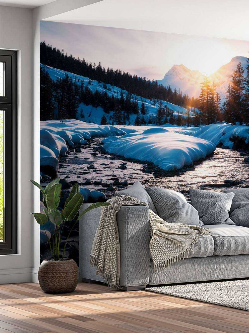 Bergbeek in gouden winterlicht