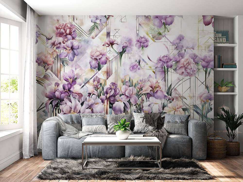 Huge Watercolor Irises Purple