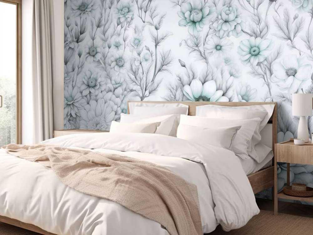 Floral romantic wall Blue