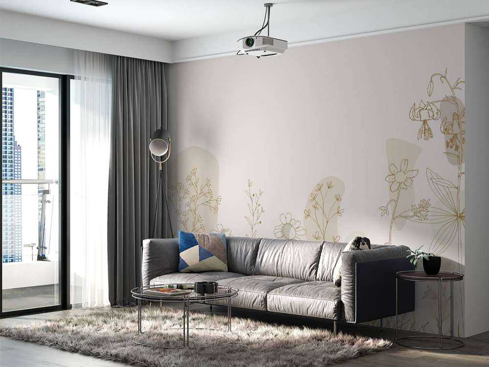 Bloemenveld getekend beige en natuur kleuren