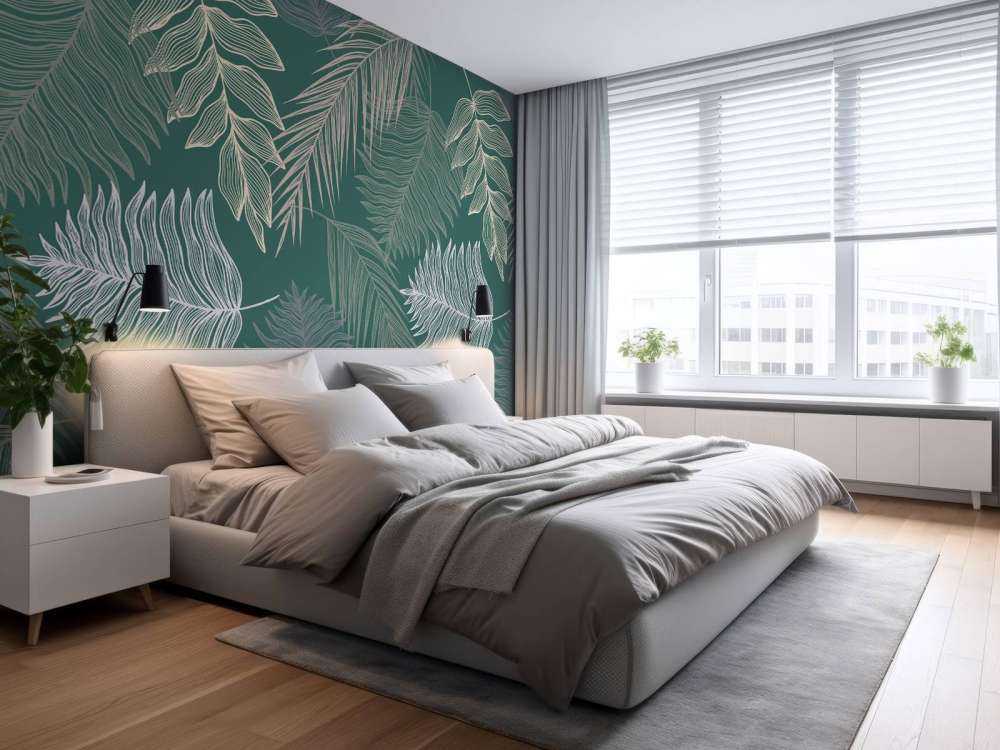 Palmblad op groene achtergrond