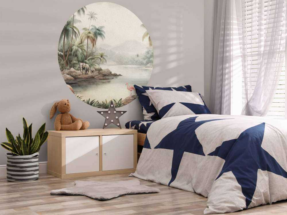 Jungle landschap met dieren in kleur