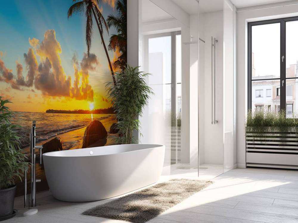 Zonsondergang met palmbomen