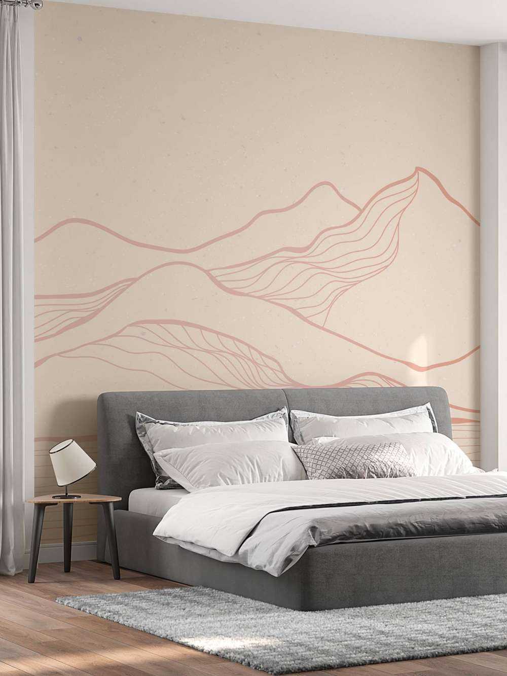 Geïllustreerde roze bergen landschap