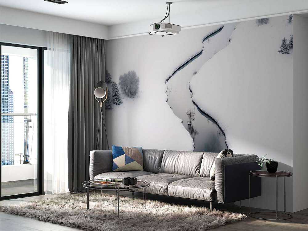 Minimalistisch landschap met sneeuw