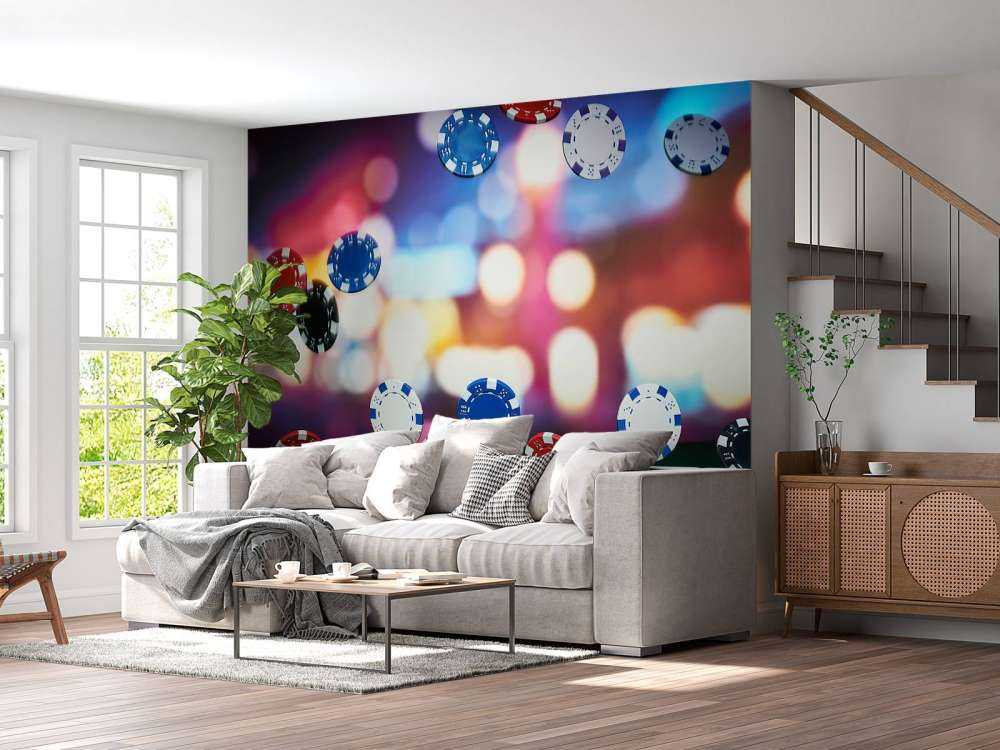 Pokerchips op een pokertafel