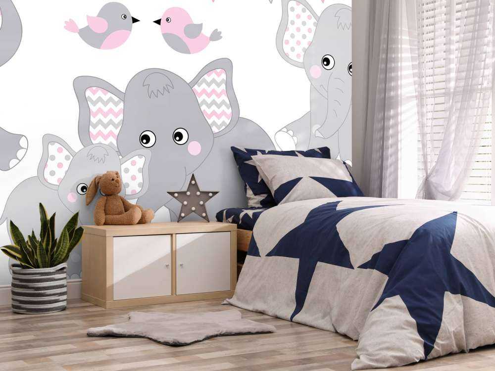 Olifanten en vogeltjes met slingers