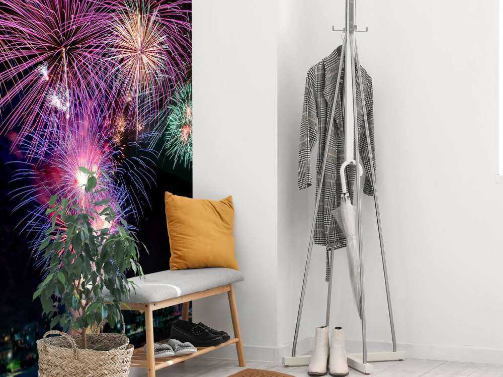 Vuurwerkshow in een grote stad