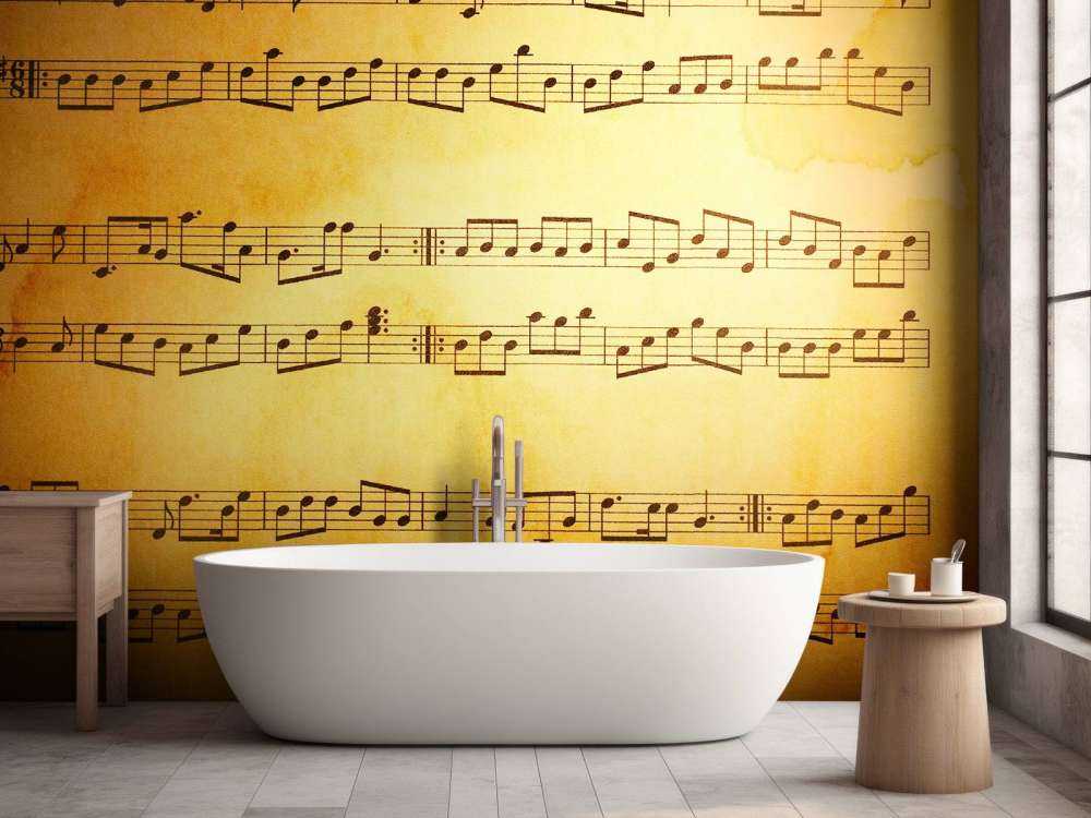 Oud blad met muzieknoten