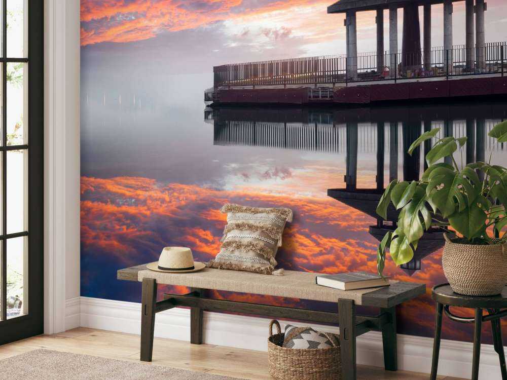 Sun Moon Lake in Taiwan bij zonsondergang