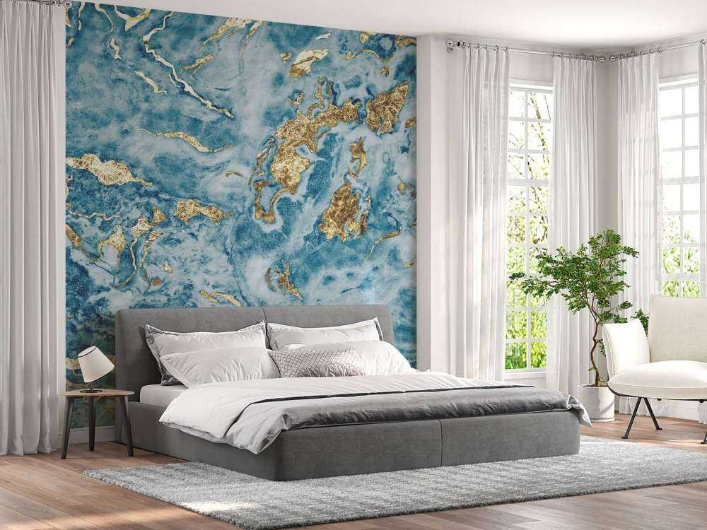 Blauw marmer met goud