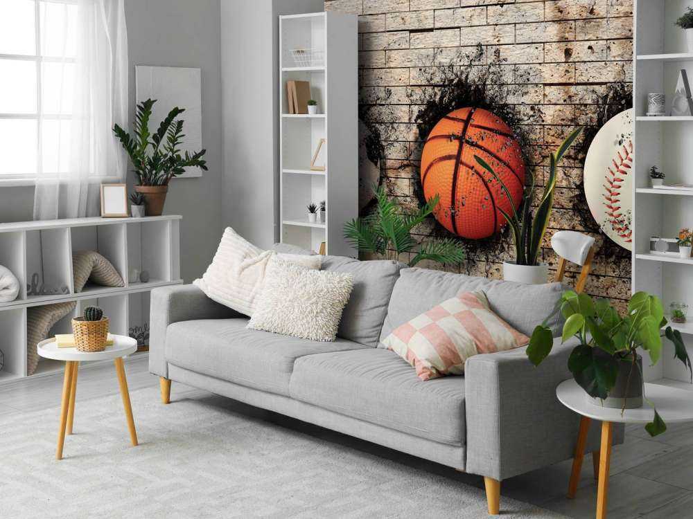 Sportballen in een muur