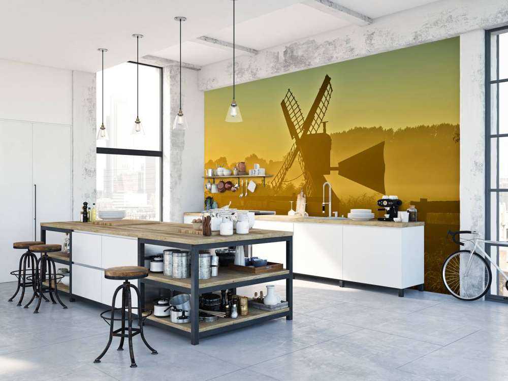 Weidemolen bij zonsopkomst