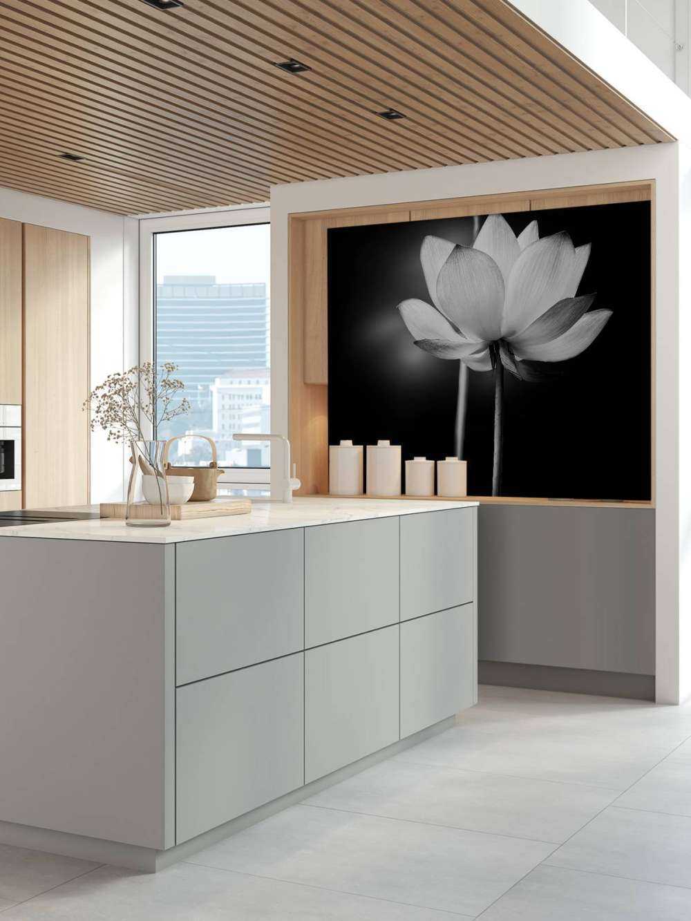 Lotusbloemen zwart-wit