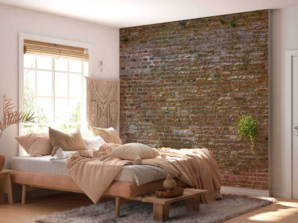 Oude stenen stadsmuur met plantjes