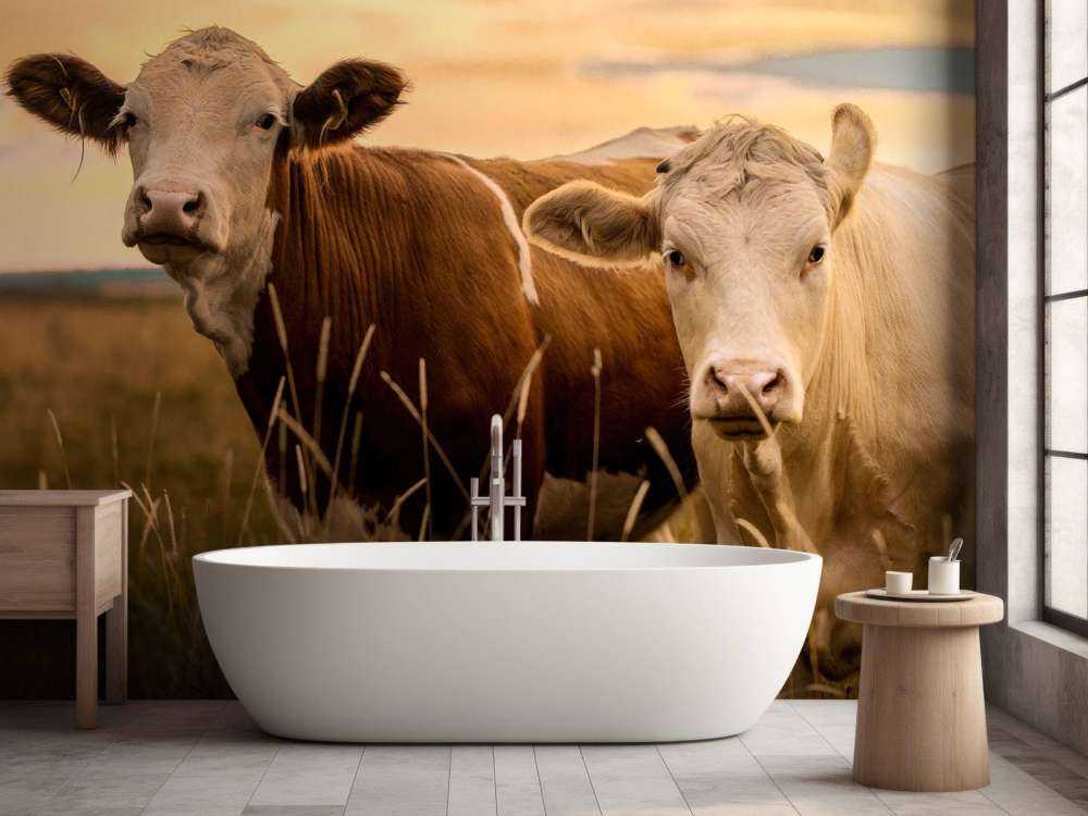 Koeien in de avondzon