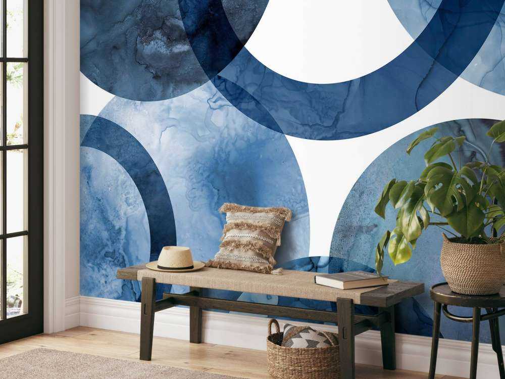 Mid century modern round blue