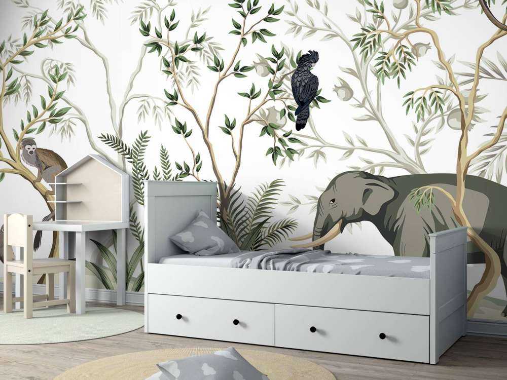 Getekende dieren in de jungle