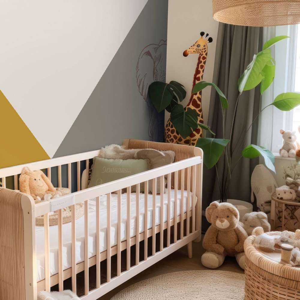 Driehoeken in okergeel en groen met olifant