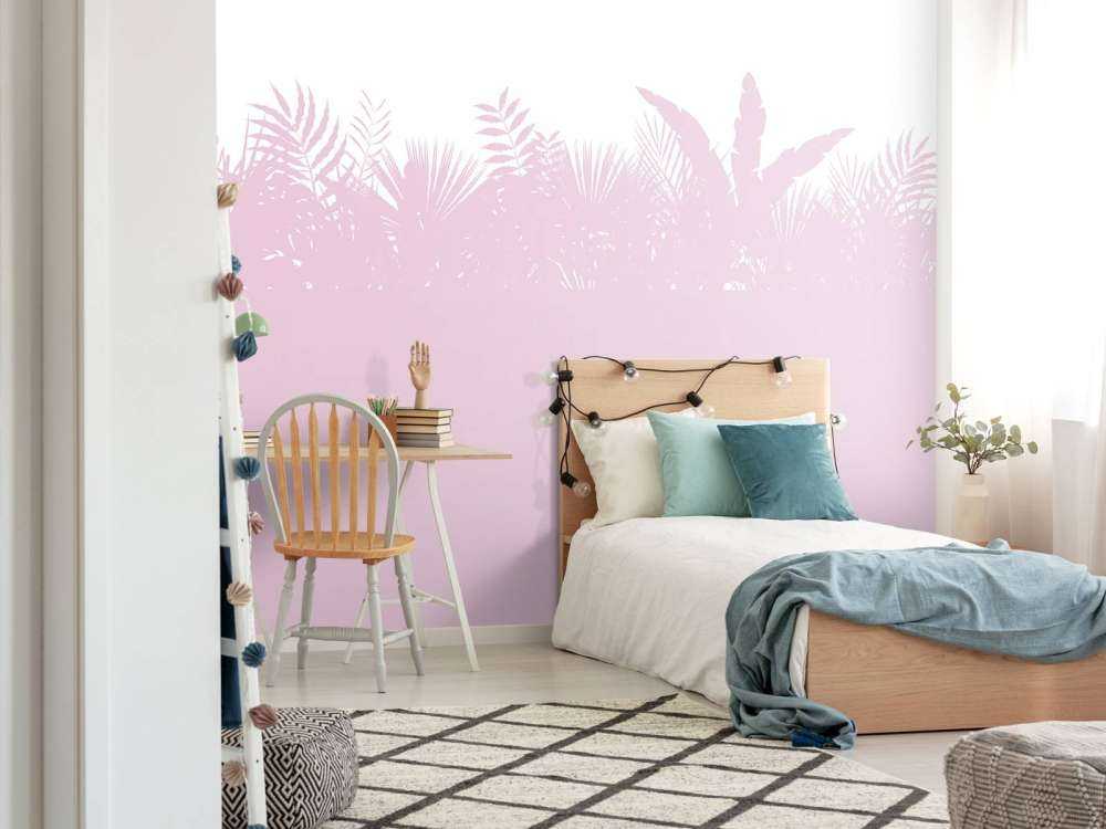 Silhouetten palmbladeren, roze