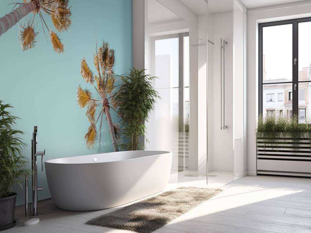 palmbomen met een blauwe lucht