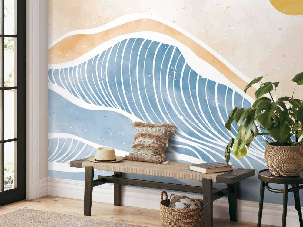 Blauwe golven voor de zon