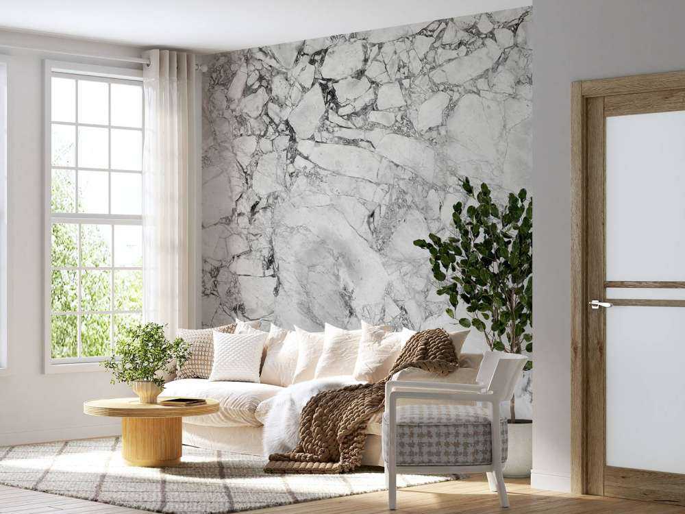 Zwart wit marmer met grove structuur