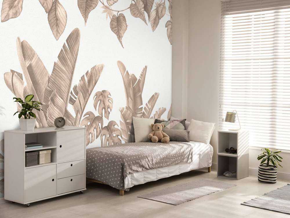 Jungle bladeren in taupe