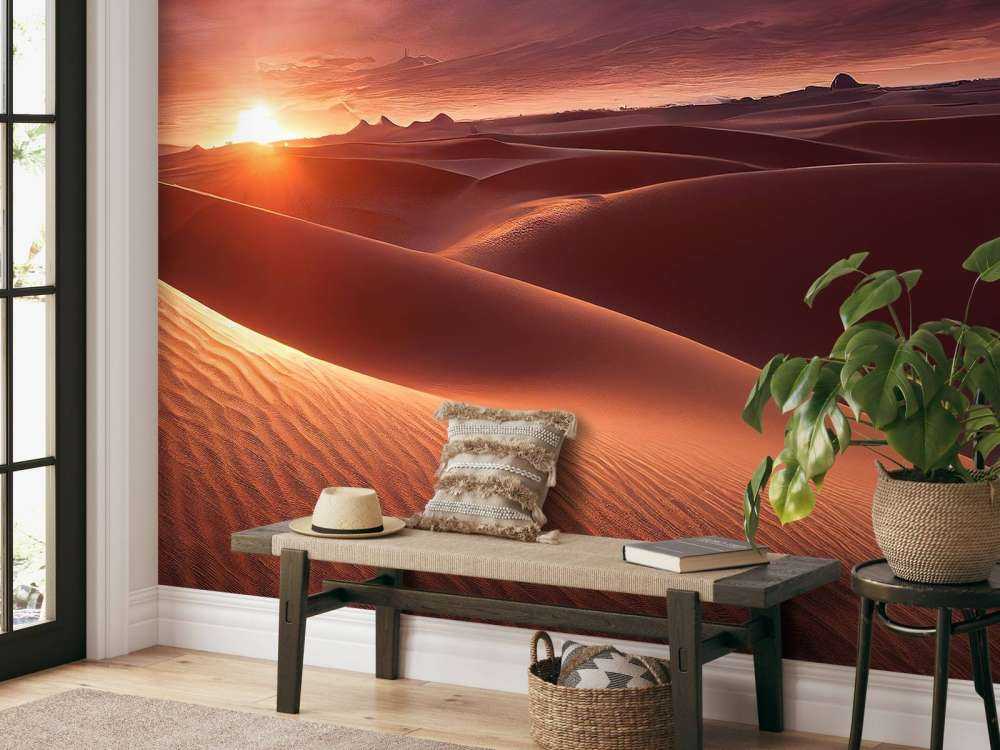 Zandduinen bij zonsondergang