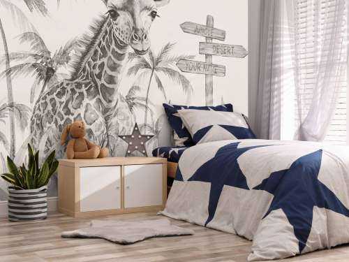 Baby giraffe in de jungle beige
