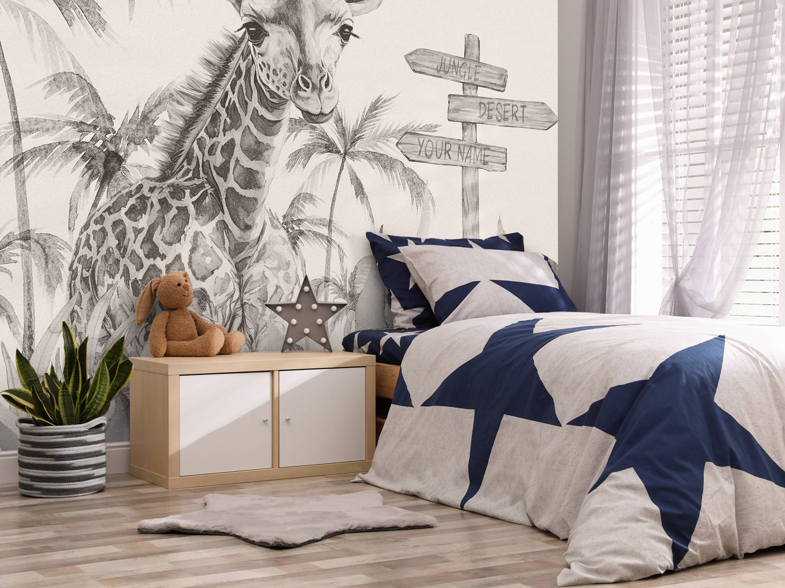 Baby giraffe in de jungle beige