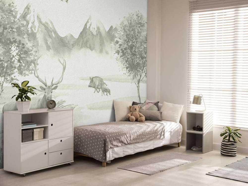 Bos met dieren in groen