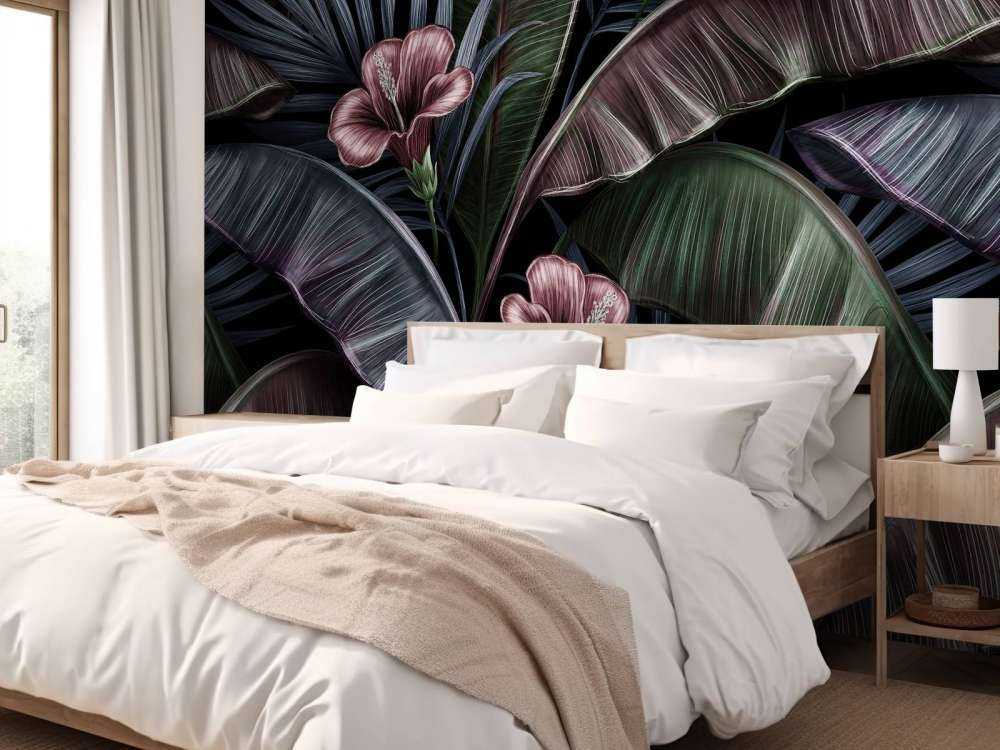 Tropische hibiscus en bladeren